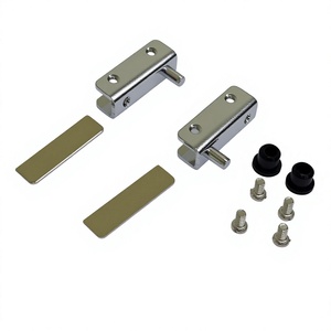 Stainless Steel <b>Door</b> Latch Set with Screws and Rubber Gaskets for Frameless Glass <b>Doors</b> 180 Degree Opening Minimalist Design - Product Image 1