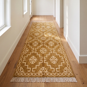 Alfombra Kilim Trenzada a Mano Personalizada, Alfombra Dhurrie Geométrica de Lana para Sala de Estar, Lavable, Apta para Mascotas, con Respaldo de Látex Antideslizante, Tamaño Mediano - Product Image 5