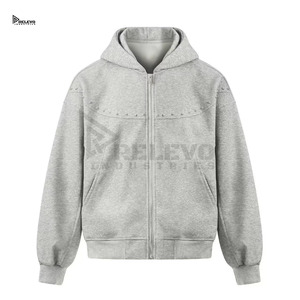 เสื้อแจ็คเก็ตฟลีซมีฮู้ดทรงโอเวอร์ไซส์สำหรับผู้ชายจาก Relevo Industries ประดับด้วยคริสตัล เหมาะสำหรับใส่ลำลองในฤดูใบไม้ร่วง - Product Image 4