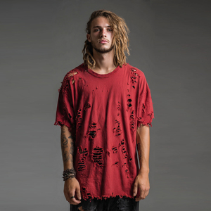 Camisetas Distressed de Hombre con Hombros Caídos, Oversize, Ligeras, Estilo Urbano de Verano - Product Image 4