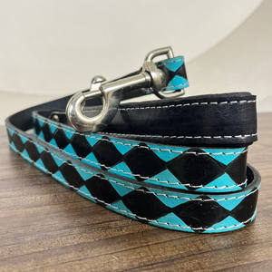 Correas y collares para perros manos libres de cuero a cuadros de lujo personalizados de alta calidad, cuerda para perros grandes, grandes, medianos y pequeños - Product Image 5