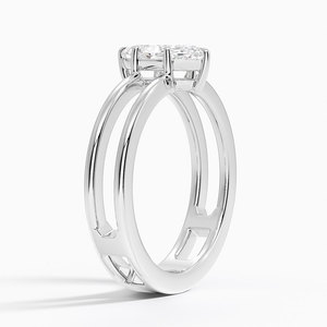 Bague BOJ 058 en argent 925 plaqué rhodium, coupe marquise, double bande ouverte Aimee, avec moissanite 2 carats couleur D VVS1 certifiée GRA, pour mariage - Product Image 2