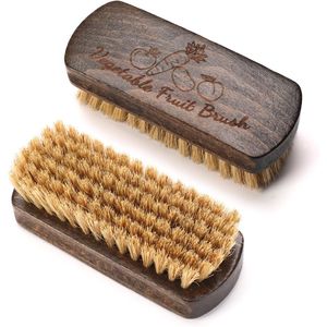 Set di 2 Spazzole per Verdure con Manico in Legno per Pulire Patate, Carote, Mais, Funghi - Product Image 1