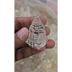 Wholesale <b>Clear</b> Crystal Quartz Sphatik Shree Yantra Carvings Gemstone Feng Shui Figurine Handmade Crafts Spiritual Product - Product Image 3
