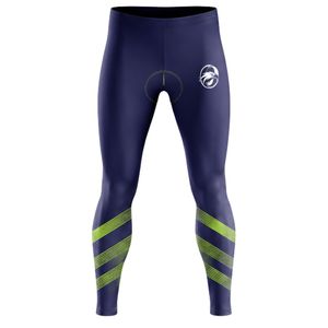 Leggings de cyclisme pour hommes et femmes, bleu marine et vert, longueur intégrale, rembourrés, ajustés, confortables et extensibles, vêtements de sport pour le vélo - Product Image 1