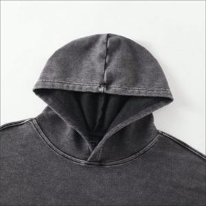 OEM ODM Sweat à capuche zippé unisexe en molleton de coton épais brodé, coupe oversize, effet délavé vintage, personnalisable, vierge, automne - Product Image 3