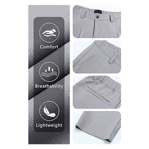 Pantalon décontracté pour homme, coupe ample, avec passants pour ceinture, en mélange de coton confortable, idéal pour le bureau ou le travail, style décontracté et tendance - Product Image 3