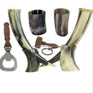 Ensemble de chopes en verre élégant de Freyr corne à boire de taureau de buffle durable pour savourer la bière vin thé café lait artisanat naturel - Product Image 1