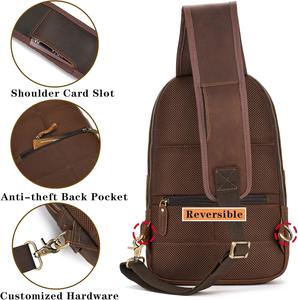 Sac à dos bandoulière vintage marron en cuir véritable pour homme, grand sac de voyage durable avec fermeture éclair, style Pro USA - Product Image 3