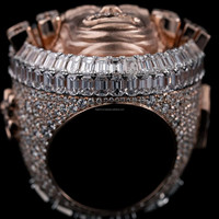 NUEVO DISEÑO Anillo de Campeonato de Lujo Personalizado Chapado en Oro Amarillo de 18K de 75 Gramos para Hombre con Diamantes Cultivados en Laboratorio de Corte Brillante y Grabado Láser