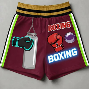 Shorts de boxe en polyester respirant, vêtements de sport, design personnalisé par sublimation, logo brodé, entraînement, taille personnalisée - Product Image 1