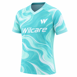 Wilcare Men's V-Neck <b>Sports</b> <b>jersey</b> White Wave Pattern Short Sleeve Athletic Wear wear <b>jersey</b> for men V-neck <b>sports</b> - Product Image 4
