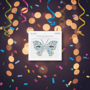 Adesivi per il Viso Ilan con Design a Farfalla, Gioielli Facciali Multicolore per Trucco da Festa - Product Image 2