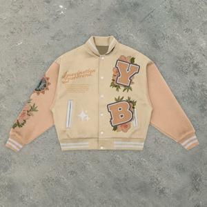 Chaqueta Varsity de Béisbol Hip Hop Personalizada de Alta Calidad, Cuerpo de Lana, Mangas de Cuero Satinado, Chaqueta Bomber Varsity Lisa Teñida - Product Image 6