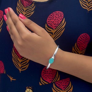 Bracelet manchette en calcédoine aquatique, argent sterling 925, 7-8 pouces, ajustable, bijoux en pierres précieuses, cadeau d'anniversaire pour femme - Product Image 3