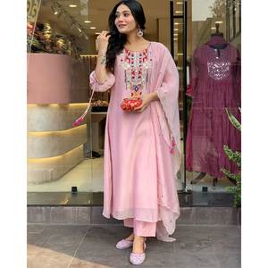 Parte superior e inferior de diseñador con Dupatta para ropa de fiesta Talla XL - Product Image 6