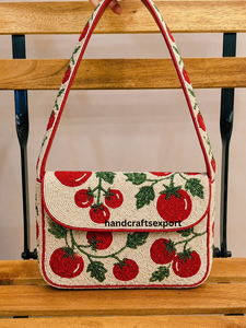 Sac à bandoulière de luxe fait main en perles de lianes de tomate, tendance, léger, robuste, écologique et brodé |   Conception de logo personnalisé - Product Image 1