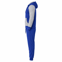 Ensemble de survêtement deux pièces pour homme, grande taille, hiver, color block, à capuche, zippé, avec pantalon de jogging à cordon de serrage, tenue sportive
