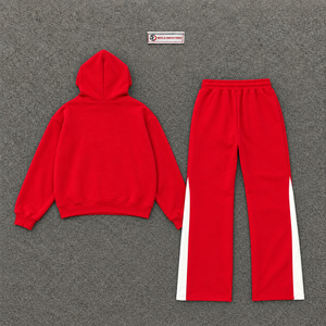 Conjunto de Sudadera con Capucha y Pantalones Jogger Rojos con Estampado Gráfico para Hombre, Diseño de Tres Cabezas de Perro, Ropa Urbana Casual Deportiva, Venta al por Mayor OEM - Product Image 6