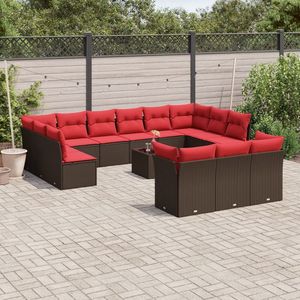 Juego de sofás de jardín de ratán sintético marrón de 14 piezas con cojines - Product Image 1