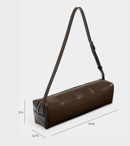 Sac à bandoulière en cuir véritable marron style minimaliste avec fermeture à cadenas doré, sangle unique, utilisable toute l'année - Product Image 6