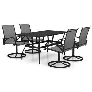 Ensemble de salle à manger anthracite avec table et chaises grises pour l'aménagement des jardins - Product Image 2