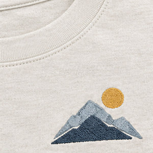 T-shirt en coton 100% avec broderie appliquée créative, tissu superposé, motif artistique, écologique, respirant, confortable, construction soignée - Product Image 5
