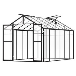 Serra in Policarbonato Stile Padiglione 8 x 12 Piedi con 2 Finestre di Ventilazione e Porta a Battente, Serra da Esterno in Alluminio per Coltivazione - Product Image 1