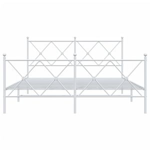 Cadre de lit king size en acier blanc, durable, rectangulaire, en métal - Haute qualité et élégant - Product Image 4