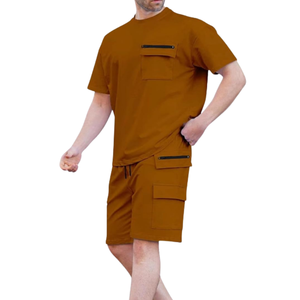 Conjunto Deportivo de Verano para Hombre, Diseño Personalizado, Transpirable, de Secado Rápido, 100% Algodón, Camiseta y Pantalones Cortos para Adultos, Conjuntos Deportivos 100% Algodón - Product Image 1