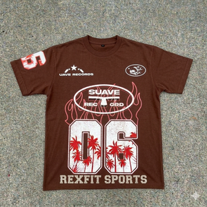 T-shirt noir délavé surdimensionné en coton à col rond pour homme REXFIT SPORTS, style streetwear décontracté - Product Image 3