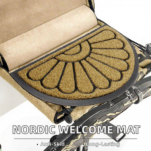 Tapis d'entrée rectangulaire en caoutchouc et fibre de coco de haute qualité, sans brosse, durable, antidérapant, anti-salissures, facile à nettoyer, design traditionnel - Product Image 1