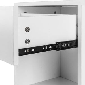 Comodini bianchi da 2 pezzi con cassetto, eleganti mobili per camera da letto - Product Image 6