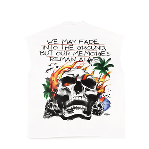 เสื้อยืดโอเวอร์ไซส์ผู้ชาย ผ้าฝ้าย 100% สกรีนโลโก้ด้านหน้าลายหัวกะโหลก คุณภาพสูง เสื้อยืดเปล่าสไตล์สตรีทแวร์ ขายส่ง - Product Image 3