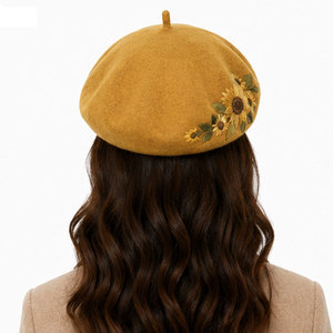 Premium Merino Wool Felt <b>Beret</b> Hat with Lightweight Design Unisex Adjustable Refined Embroidery for Winter Outdoor Use - Product Image 5