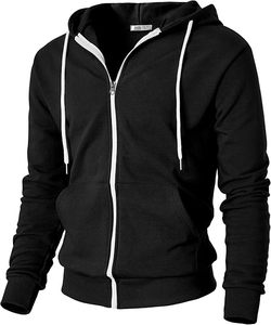 Sweat à capuche zippé orange pour homme, 100 % coton, couleur unie, coupe décontractée, molleton bouclette 300 g, anti-rétrécissement, respirant, idéal pour l'hiver - Product Image 3