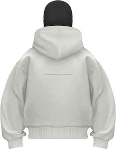 Sweat à capuche balaclava zippé personnalisé 2026 pour homme, 450 g/m², haute qualité, 100 % coton, streetwear avec techniques de broderie, sweat à capuche ninja uni - Product Image 4