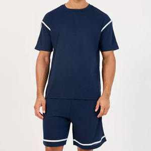 Ensemble de survêtement 2 pièces pour homme en coton tissé épais, séchage rapide, idéal pour le sport et la gym, collection été, vente en gros - Product Image 5