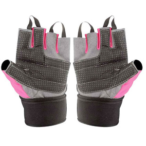 Half <b>Finger</b> Fitness Gloves Black Pink Adjustable Wrist <b>Strap</b> Breathable Non Slip Gym Weight Lifting Workout Hand Wear - Product Image 3