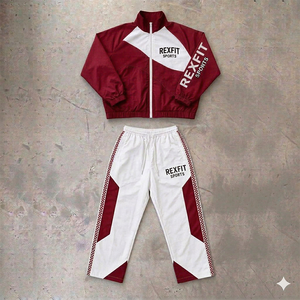 Men's 100% Nylon Streetwear Printed Tracksuits <b>Patchwork</b> Zip <b>Jacket</b> Pant Jogger Gym Sets Custom Color Block Unisex Tracksuits - Product Image 6