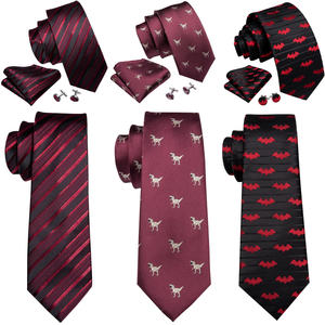 Conjunto de Corbata de Seda Ecológica Clásica con Pañuelo de Bolsillo y Gemelos para Hombres de Negocios - Product Image 6