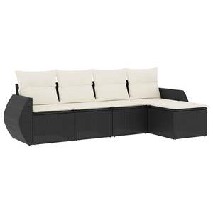 Juego de Sofás de Jardín de Ratán PE Negro con Patas Ajustables, Muebles de Exterior Cómodos con Diseño Elegante - Product Image 2