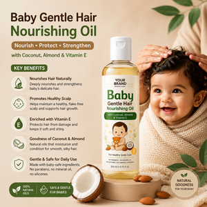 Aceite para el Cabello de Bebé, Suave y Nutritivo, Aceite de Coco y Almendras, Vitamina E, Cuidado Saludable del Cuero Cabelludo, Aceite para el Crecimiento del Cabello Suave, en Botella - Product Image 5