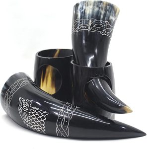 Corne à boire 100% en corne de buffle avec support et ceinture en cuir, cadeaux d'affaires, corne à boire, décoration d'intérieur, corne à boire artisanale - Product Image 6