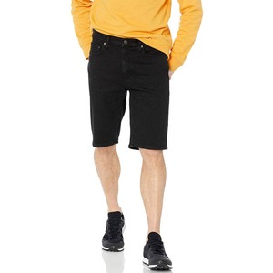 Shorts en jean noir pour homme, taille mi-haute, en coton, décontractés, avec poches, fermeture boutonnée, bonne qualité et confortables. - Product Image 1