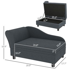 Divano Letto per Animali Domestici Grigio Scuro con Vano Portaoggetti per Gatti e Cani di Piccola Taglia, Arredamento per Gatti - Product Image 3