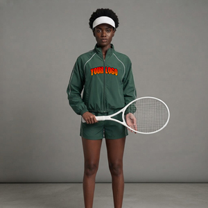 Ensemble veste et short en nylon personnalisé OEM pour femmes, léger, vente en gros, fabricant, logo imprimé DTF personnalisé, streetwear, ensemble pour femmes - Product Image 1