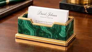 Coffret Cadeau d'Entreprise en Pierre de Malachite - Cadeau d'Affaires Artisanal de Haute Qualité avec Logo Personnalisé, Design Moderne et Luxe Léger, Vert - Product Image 4