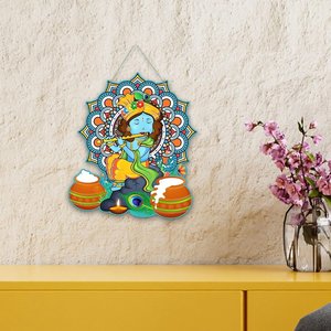 Artvibes Bal Krishna con Flauta, Colgador de Pared de Madera para Sala de Estar, Decoración Espiritual para el Hogar - Product Image 4