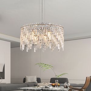 Lampadario di Lusso in Cristallo Argento da 24 Pollici, Lampada a Sospensione Rettangolare Contemporanea per Sala da Pranzo e Soggiorno - Product Image 5